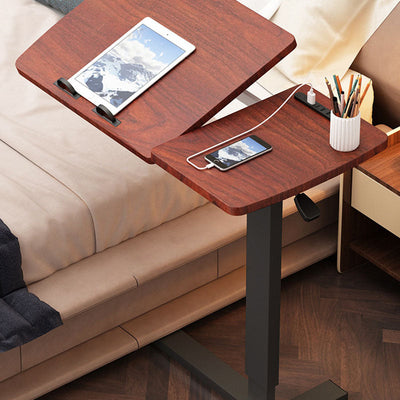 Modern Minimalist Rectangular Wood Metal End Table Foldable For Living Room