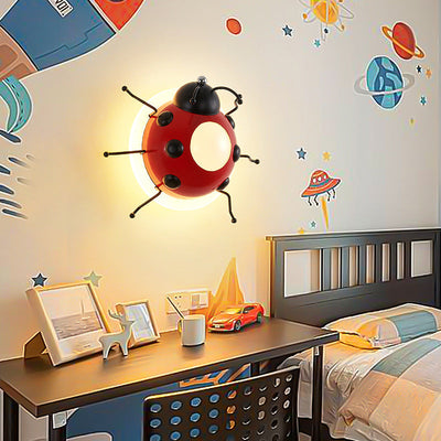 Contemporary Creative Cartoon Beetle Acrylic LED Kids Wall Sconce Lamp For Bedroom