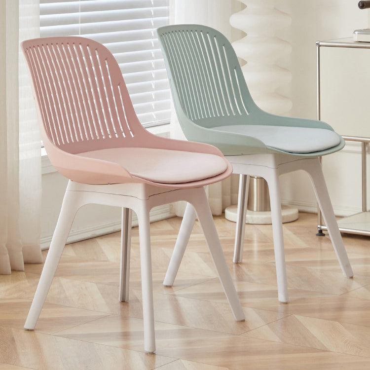 Contemporary Nordic Square Striped PP Plastic Dining Chair Backrest For Living Room