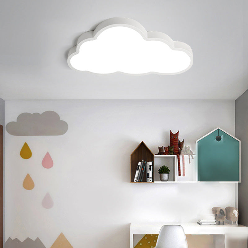 Contemporary Scandinavian Macaron Cartoon Iron PVC Cloud Shade LED Flush Mount Ceiling Light For Living Room