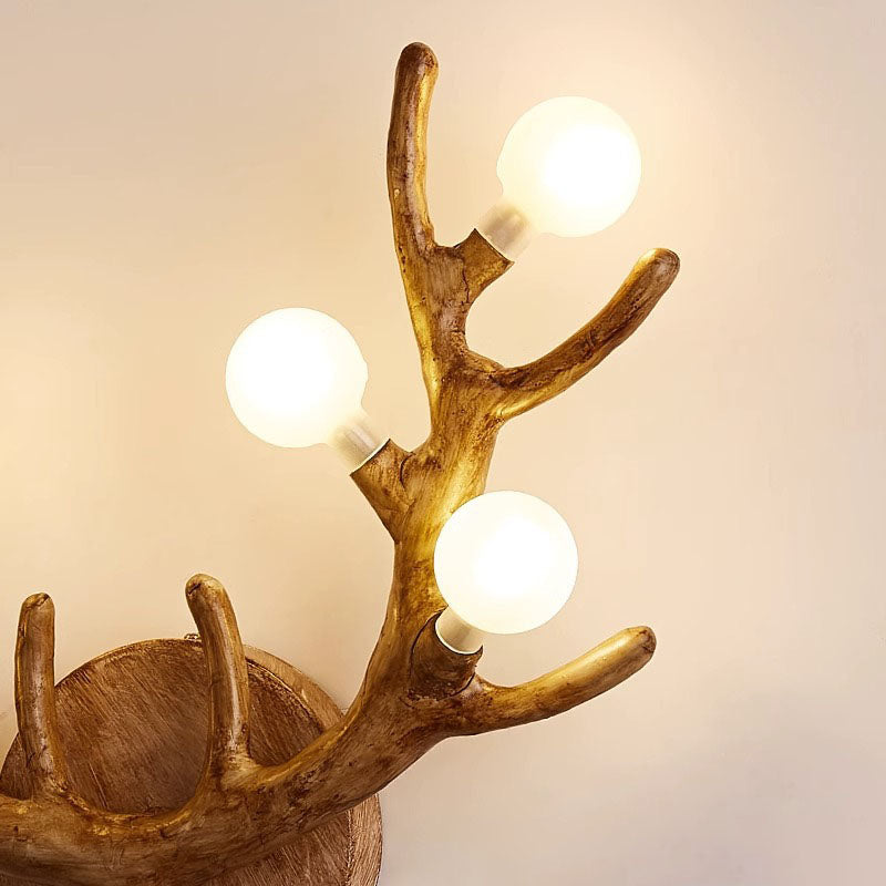 Nordic Creative Resin Antler Tree Branch Glass Ball 6-Light Wall Sconce Lamp