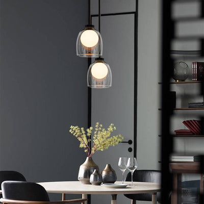 Modern Minimalist Cylinder Orb Glass 1-Light Pendant Light For Living Room