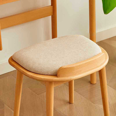 Traditional Japanese Half Arc Square Fabric Wood Vanity Stool Backless Armless For Bedroom