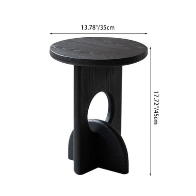 Contemporary Scandinavian Round Tabletop Solid Wood Side Table 4-Leg For Living Room