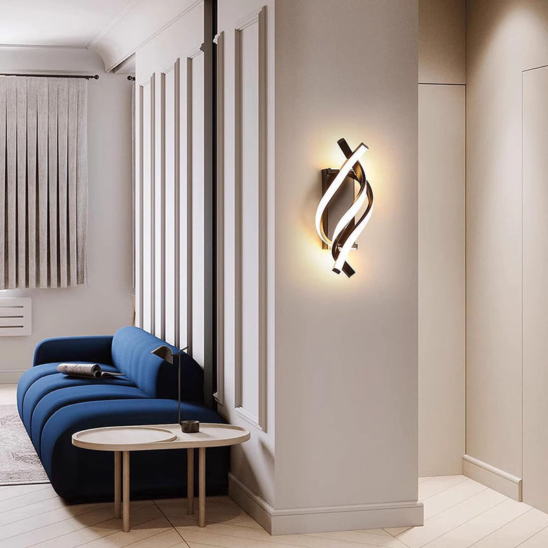 Modern Minimalist Spiral Line Aluminium Acrylic Silicone LED Wall Sconce Lamp For Bedroom