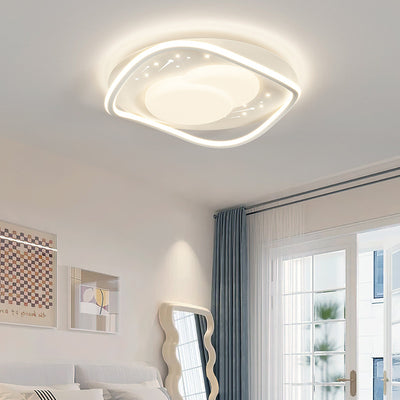 Contemporary Creative Round Square Wave Iron Acrylic LED Flush Mount Ceiling Light For Bedroom