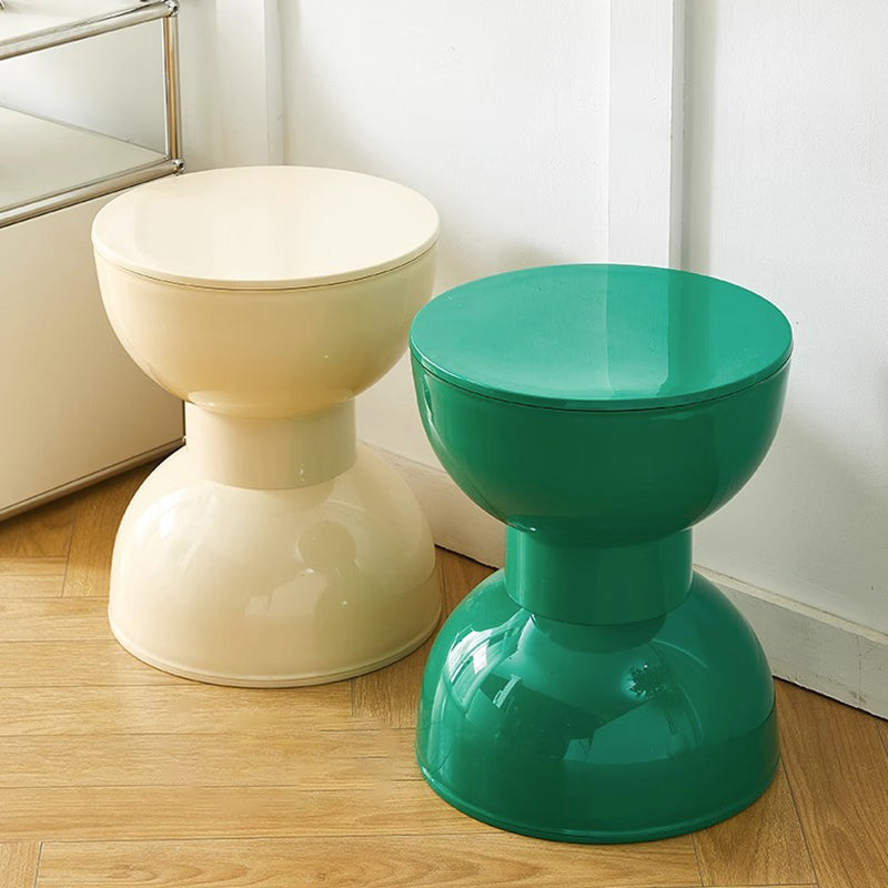 Contemporary Scandinavian Round Hourglass Shape Plastic Footstool Backless Armless For Entryways