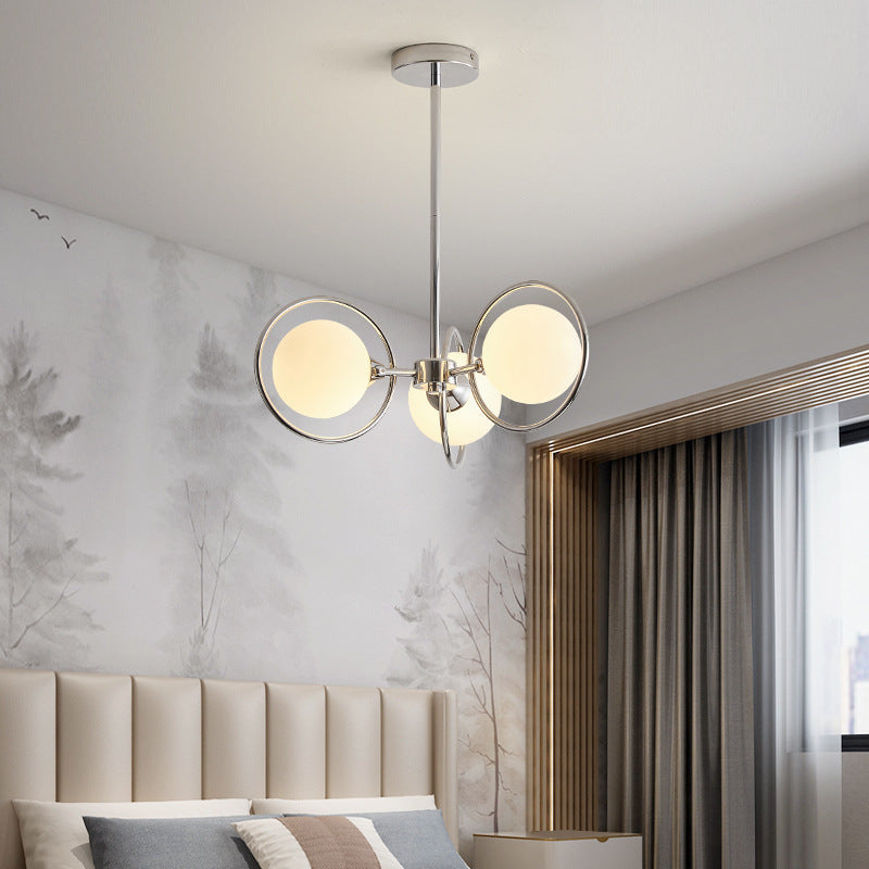 Contemporary Scandinavian Round Sphere Iron Glass 3/5 Lights Chandelier For Living Room