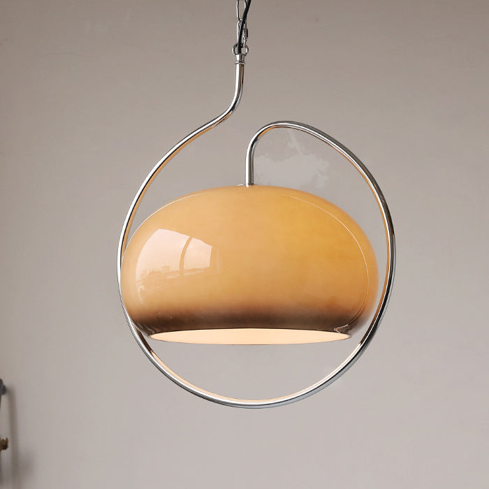 Contemporary Retro Oval Iron Glass 1-Light Pendant Light For Living Room