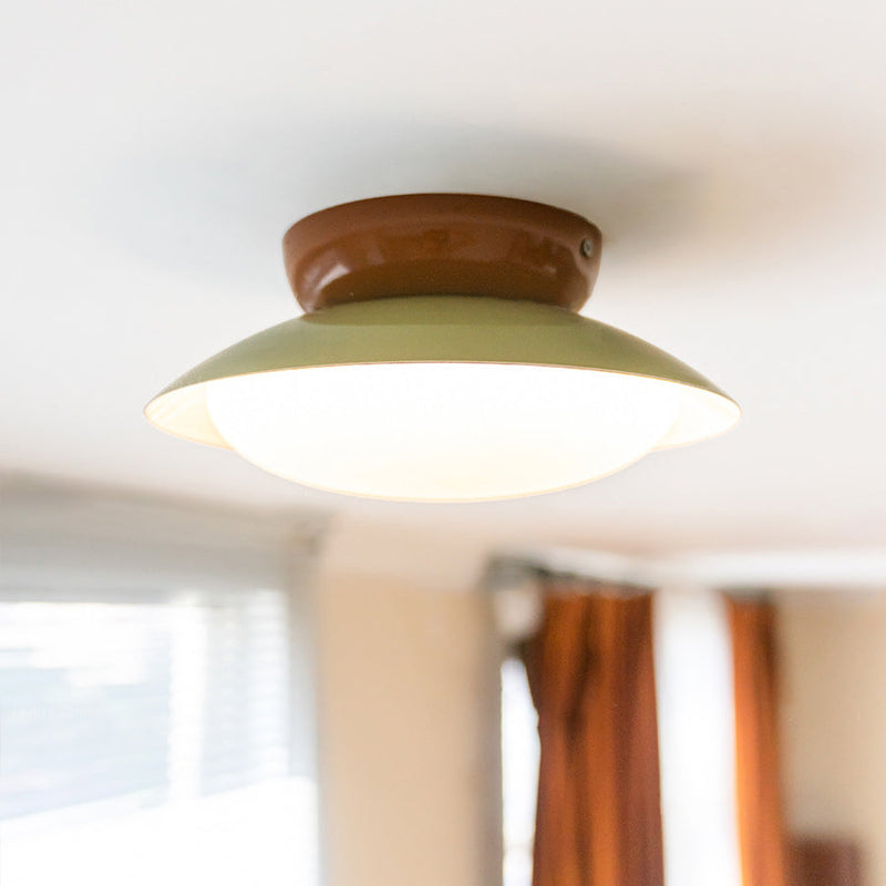 Zeitgenössische skandinavische Macaron geometrische Halbkreis Schatten LED Semi-Flush Mount Deckenleuchte für Wohnzimmer 