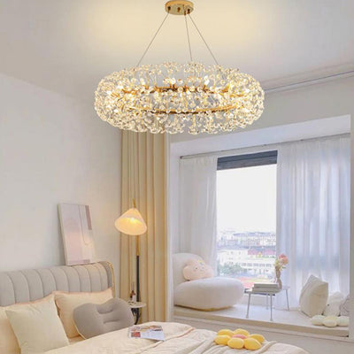 Modern Luxury Crystal Ring Strip 9/12/16/20/28-Light Chandelier For Dining Room