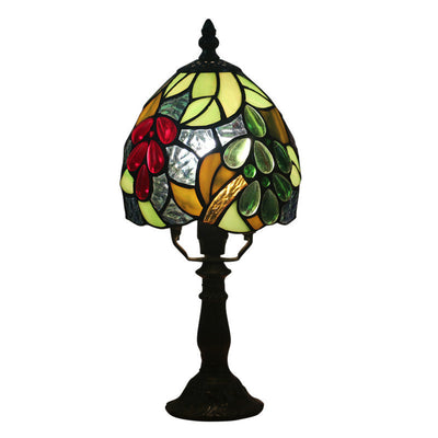 Traditional Tiffany Grape Fruit Stained Glass 1-Light Table Lamp For Bedroom