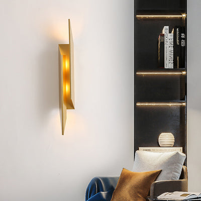 Modern Minimalist Rectangular Triangle Iron 2-Light Wall Sconce Lamp For Bedroom