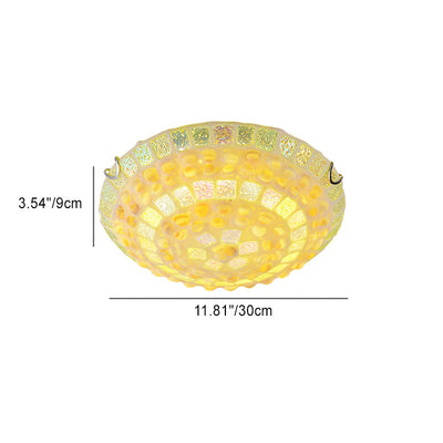 Contemporary Creative Round Irregular Shell Stained Glass 2/3/4 Light Flush Mount Ceiling Light For Living Room