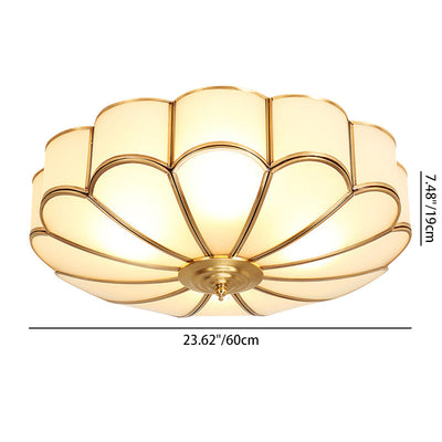 Contemporary Luxury Flower Copper Glass 3/4/6 Light Flush Mount Ceiling Light For Living Room