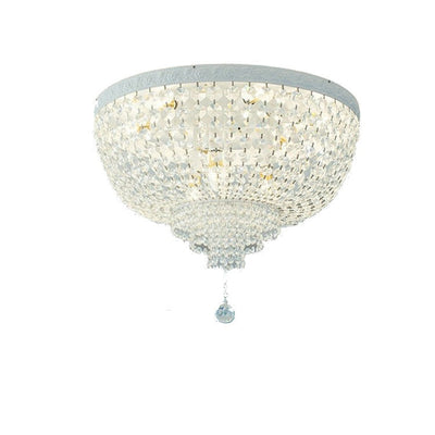 Contemporary Scandinavian Crystal Round Ball Crystal Iron 6-Light Flush Mount Ceiling Light For Bedroom