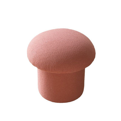 Contemporary Scandinavian Lambswool Cotton Hemp Sponge Wood Round Mushroom Vanity Stool Backless For Bedroom