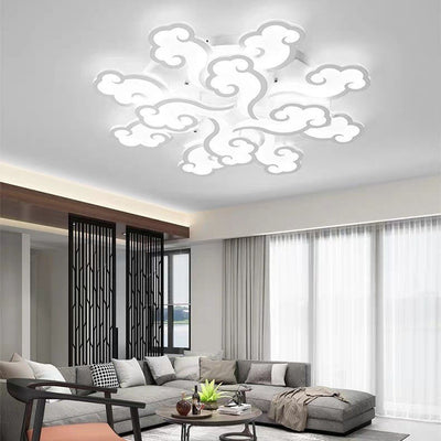 Modern Minimalist Xiang Yun Iron Acrylic LED Semi-Flush Mount Ceiling Light For Living Room