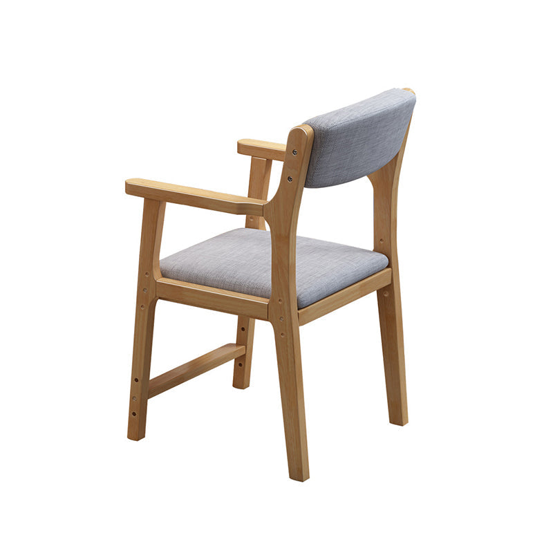 Bois de caoutchouc nordique contemporain Coton Lin Éponge Chaise de bureau carrée avec dossier et accoudoirs pour la maison ou le bureau 