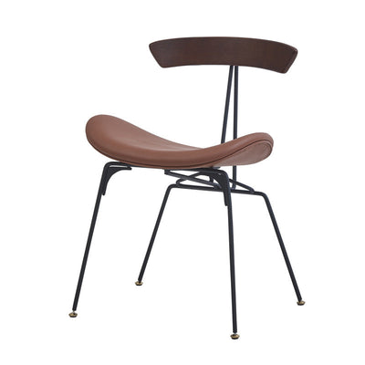 Contemporary Industrial Ant Arch Wood Rebar Leather Fabric Sponge Dining Chair Backrest For Dining Room