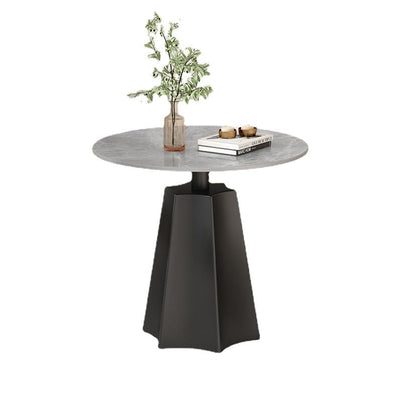 Modern Simplicity Round Hexagon Slate Carbon Steel End Table 1-Tray For Living Room