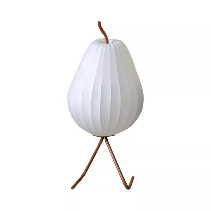 Traditional Japanese Pear Elliptical Iron Fabric 1-Light Standing Floor Lamp For Bedroom