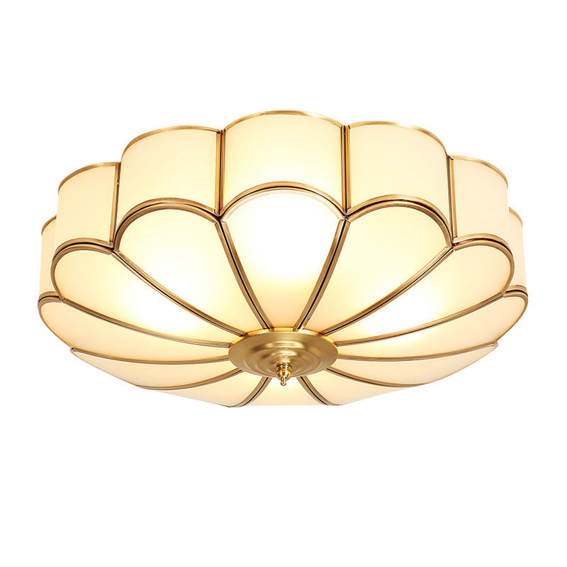 Contemporary Luxury Flower Copper Glass 3/4/6 Light Flush Mount Ceiling Light For Living Room