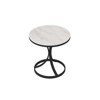 Modern Luxury Round Rock Slab Carbon Steel Coffee Table For Living Room