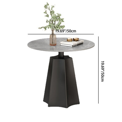 Modern Simplicity Round Hexagon Slate Carbon Steel End Table 1-Tray For Living Room