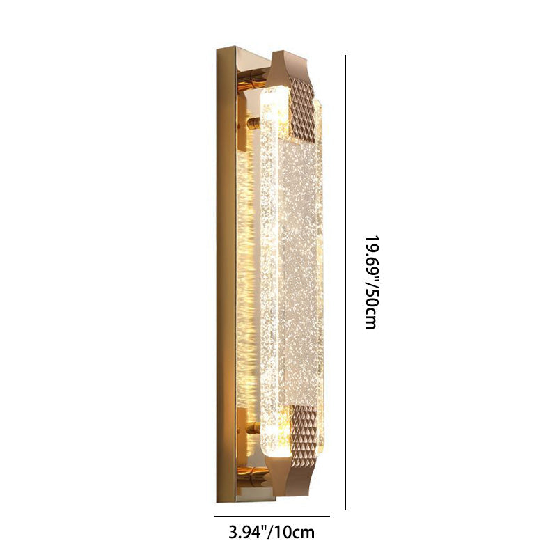 Contemporary Luxury Rectangular Glass Stainless Steel LED Wall Sconce Lamp For Bedroom