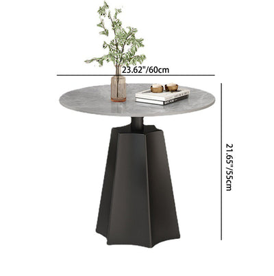 Modern Simplicity Round Hexagon Slate Carbon Steel End Table 1-Tray For Living Room