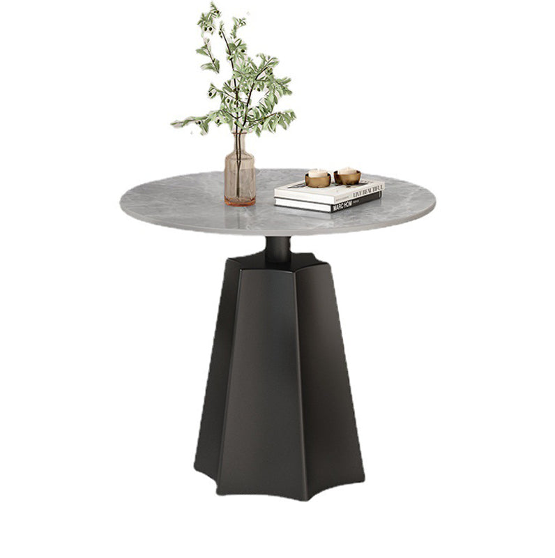 Modern Simplicity Round Hexagon Slate Carbon Steel End Table 1-Tray For Living Room