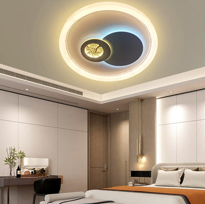 Modern Minimalist Round Gourd Acrylic PC LED Flush Mount Ceiling Light For Bedroom