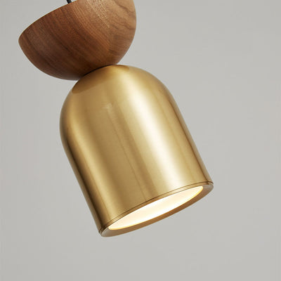 Contemporary Scandinavian Cylinder Full Brass 1-Light Pendant Light For Bedroom