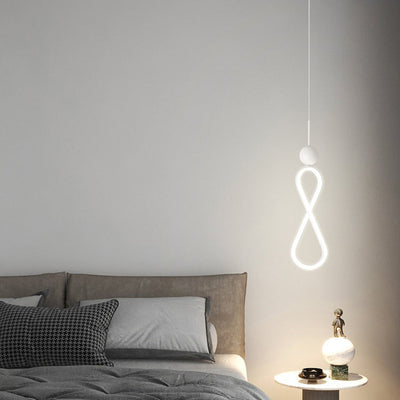 Contemporary Scandinavian Iron Silica Infinity Spiral LED Pendant Light For Bedroom