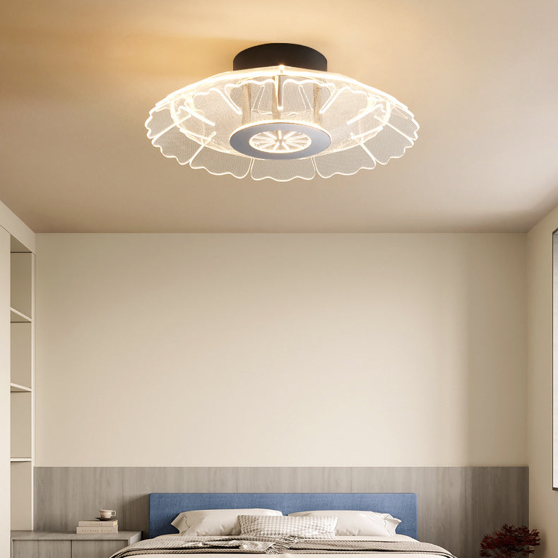 Modern Luxury Iron Stainless Steel Acrylic Flower Round LED Semi-Flush Mount Ceiling Light For Bedroom