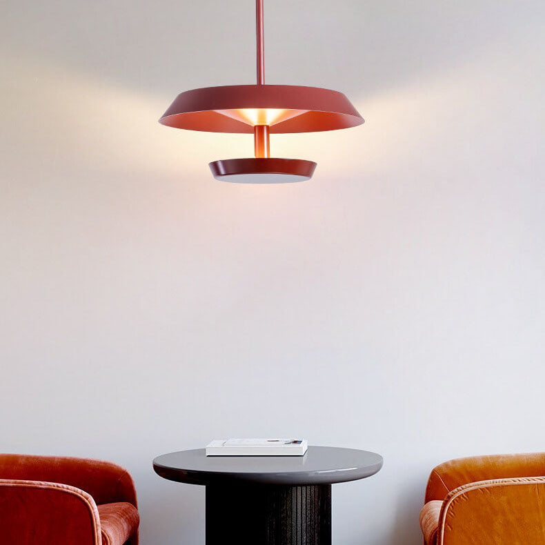 Danish Minimalist Round Flying Saucer Aluminum Acrylic LED Pendant Light