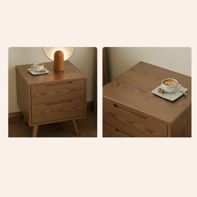 Modern Simplicity Square Rubber Wood Nightstand 1/2 Drawer For Bedside