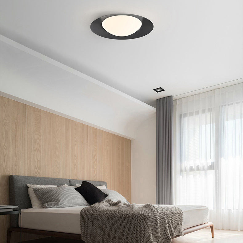 Modern Simplicity Round Copper Glass LED Flush Mount Ceiling Light For Bedroom