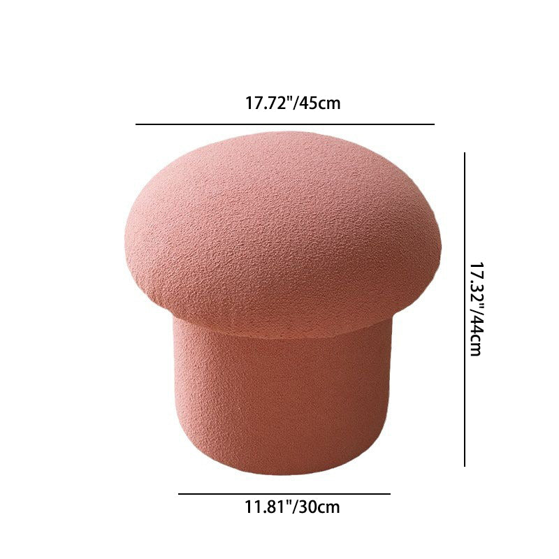 Contemporary Scandinavian Lambswool Cotton Hemp Sponge Wood Round Mushroom Vanity Stool Backless For Bedroom