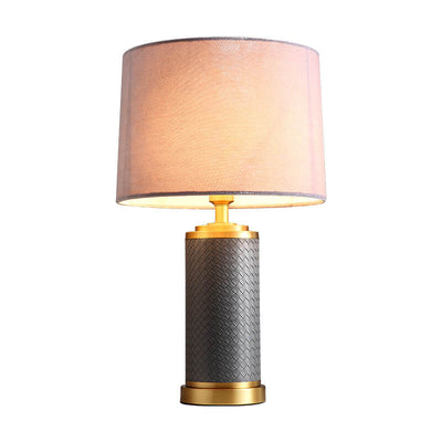 European Light Luxury Full Copper Fabric Lampshade 1-Light Table Lamp