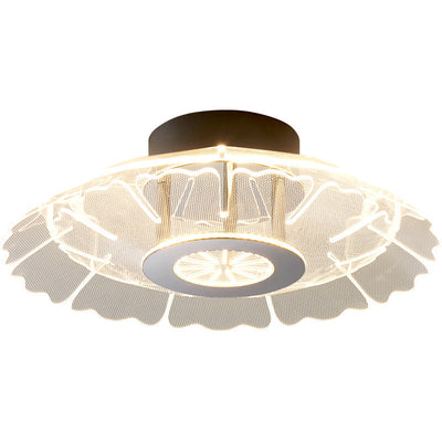 Modern Luxury Iron Stainless Steel Acrylic Flower Round LED Semi-Flush Mount Ceiling Light For Bedroom