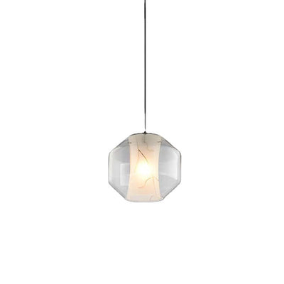 Contemporary Nordic Iron Glass Ball Cylinder 1-Light Pendant Light For Dining Room