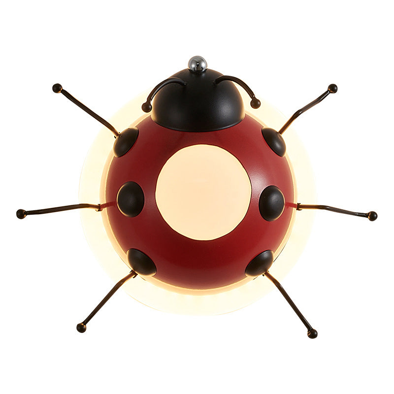 Contemporary Creative Cartoon Beetle Acrylic LED Kids Wall Sconce Lamp For Bedroom