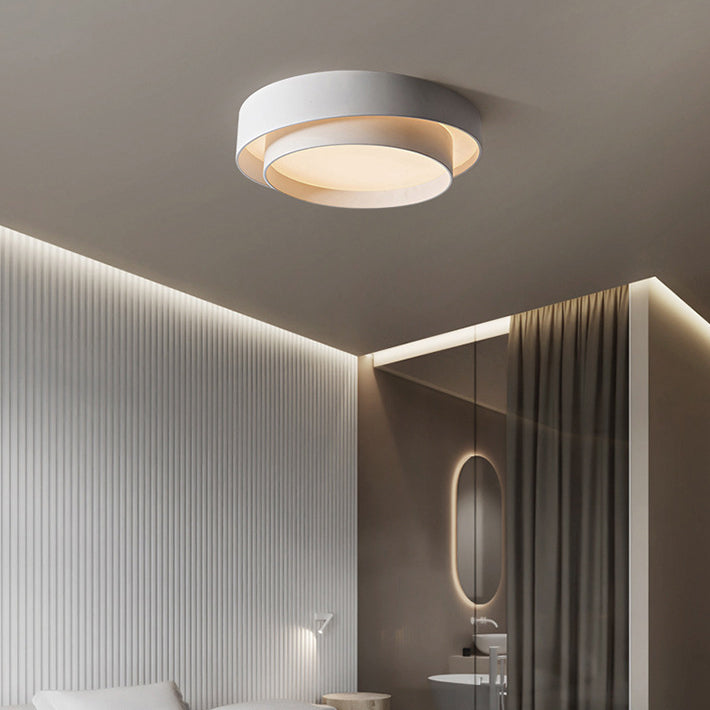 Contemporary Nordic Double Round Hardware LED Flush Mount Ceiling Light For Bedroom