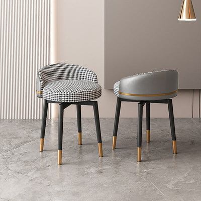 Contemporary Luxury Round Arc Metal Faux Leather Vanity Stool Backrest For Bedroom