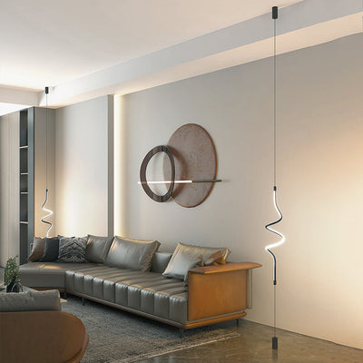 Modern Minimalist Iron Aluminum Silica Line LED Pendant Light For Bedroom