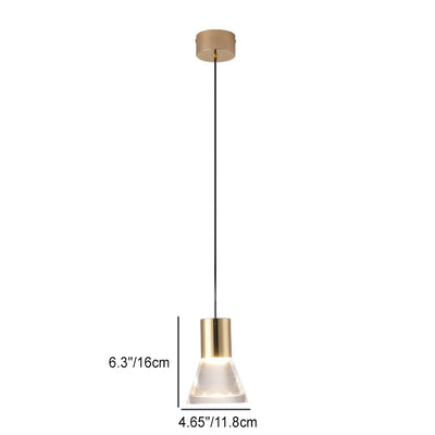 Contemporary Nordic Full Copper Acrylic Semi-Conical LED Pendant Light For Bedroom