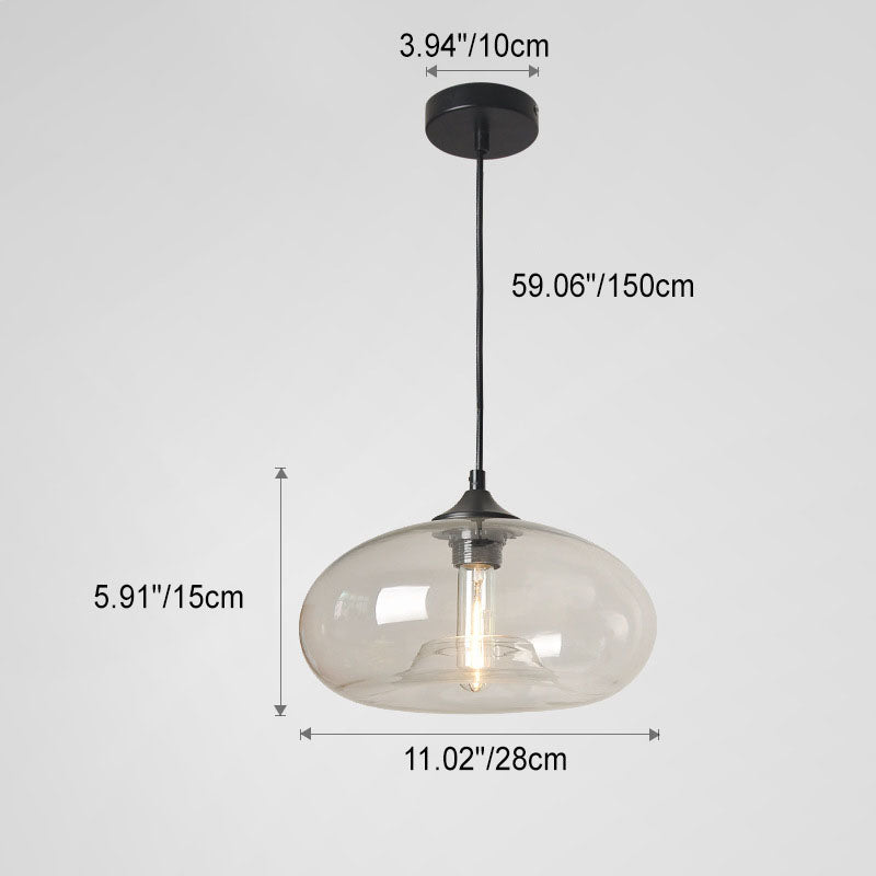 Contemporary Nordic Oval-Shaped Glass Shade Iron 1-Light Pendant Light For Living Room