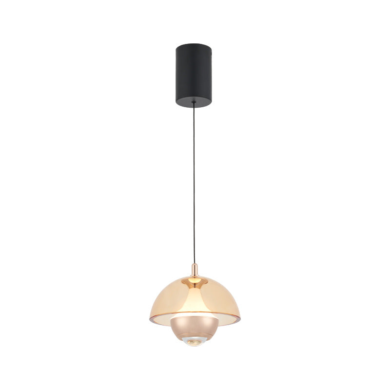 Modern Simplicity Hemisphere Liftable Aluminium Acrylic LED Pendant Light For Dining Room